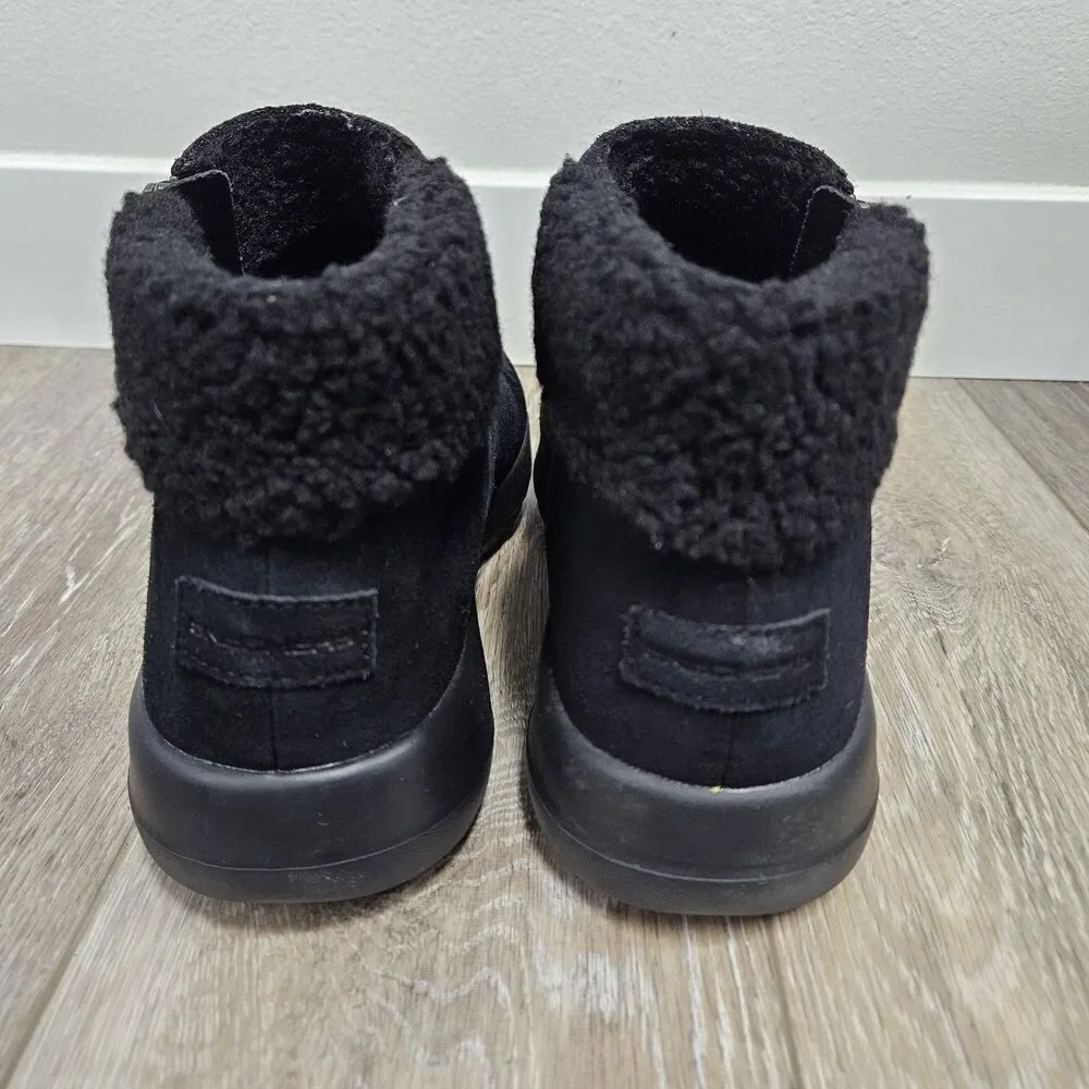 Skechers Gen 5 Goga Mat Black Suede Boots Faux Fur Ankle Zip Air Cooled Womens 9